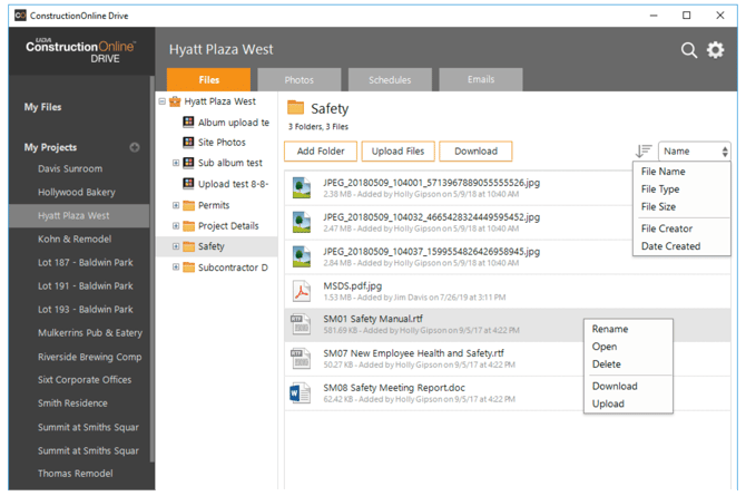 CO Drive - The Files Tab | Manage Project Files from the Desktop | UDA ConstructionOnline