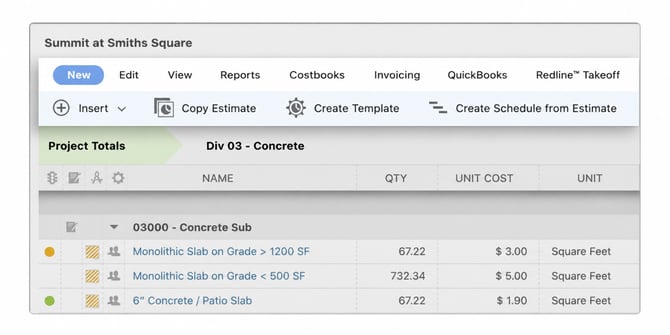 ConstructionOnline's Estimating Ribbon Toolbar