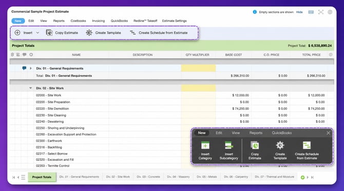 ConstructionOnline's Estimating Toolbars