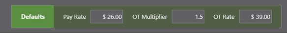 Default Pay Rate Values