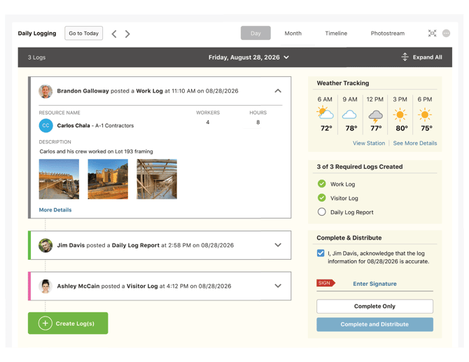 Getting Started with Daily Logs - Day View