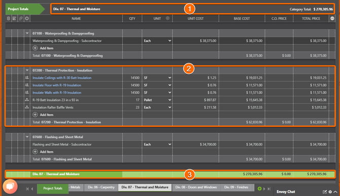 Getting Started - Estimating - Category Sheet View 1 (1)