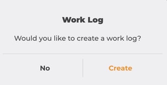 ConstructionOnline's prompt to create a Work Log after clocking out 