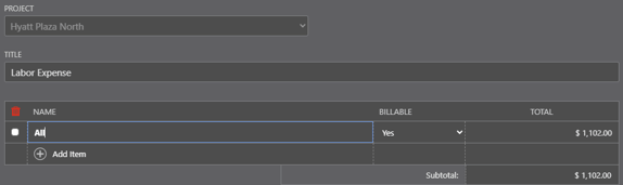 Line Item Formatting - Labor Expense - Single Line Item
