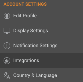 ConstructionOnline's Integrations located within the Account Settings Menu