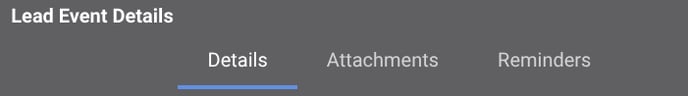 Navigate to the Details tab within the Lead Event Details to insert information about the event
