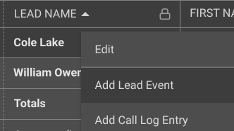 ConstructionOnline's Add Lead Event option