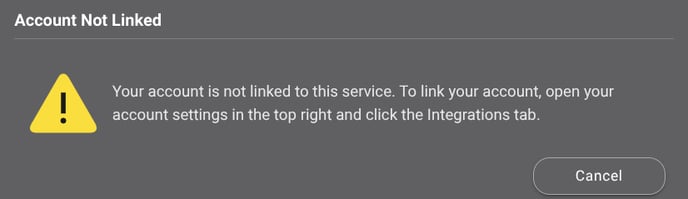 ConstructionOnline message that appears when account is not integrated with Google and/or Microsoft