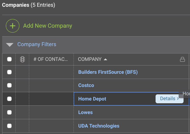 How to delete a company from within the Companies List in ConstructionOnline 