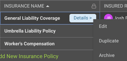 Modify an existing insurance policy, license, bond, or certificate to set reminders in ConstructionOnline