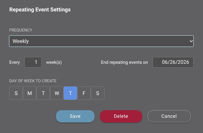 Set recurring or repeating meeting in ConstructionOnline's Meeting Minutes