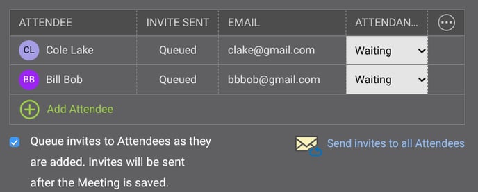 Configure the settings for meeting invitations and the timing at which they are sent to Meeting Attendees