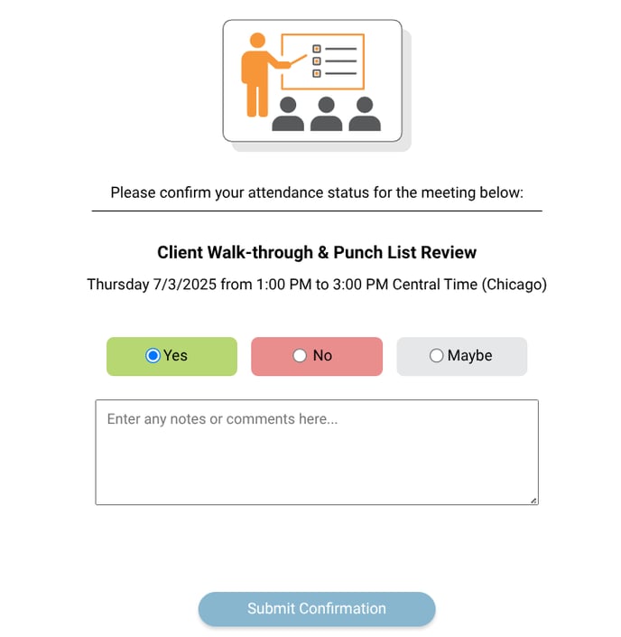 Confirm attendance status for a meeting