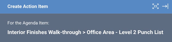 Creating an Action Item during a Construction Meeting in Minutes Mode | UDA ConstructionOnline | Construction Project Management Software