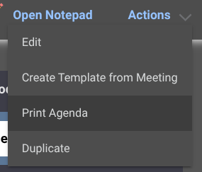 Print professional Meeting Agendas for construction Meetings in ConstructionOnline's Meeting Minutes software