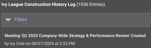 Access user activity logs in the Company History Log in ConstructionOnline's project management software