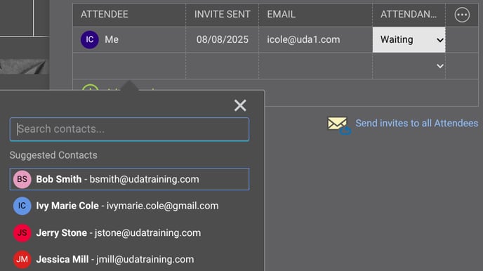 Select Meeting Attendees to be included in construction meetings through ConstructionOnline's Meeting Minutes