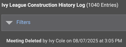 See user activity in the ConstructionOnline Company History Log to track construction project management software use