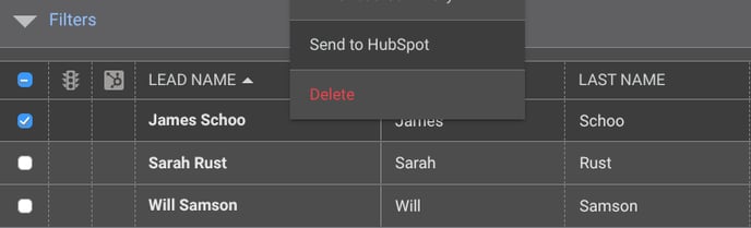 ConstructionOnline's "Send to HubSpot" option