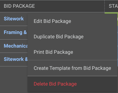 ConstructionOnline's Delete Bid Package option