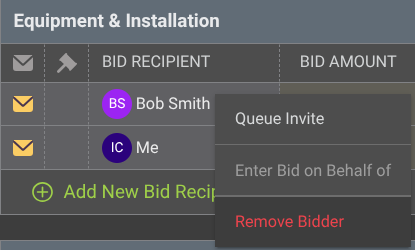 Removing a Bidder from a Bid Sheet when editing a Bid Package in ConstructionOnline