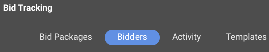 The "Bidders" tab in ConstructionOnline's Bid Tracking feature