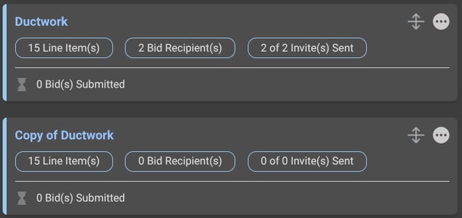 A copy of a Bid Sheet in ConstructionOnline