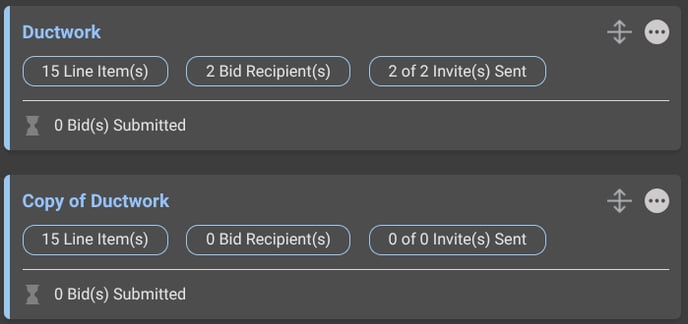 A copy of a Bid Sheet in ConstructionOnline