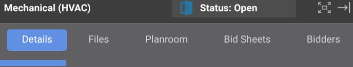 ConstructionOnline's Bid Package tabs
