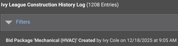 ConstructionOnline's Company History Log