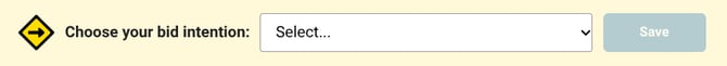 ConstructionOnline's dropdown for intention to bid 