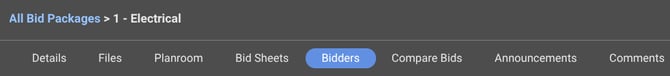 ConstructionOnline's Bidders tab