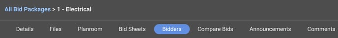ConstructionOnline's Bidders tab
