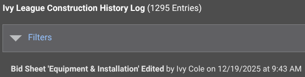 ConstructionOnline's Company History Log