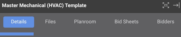 ConstructionOnline's Bid Package tabs