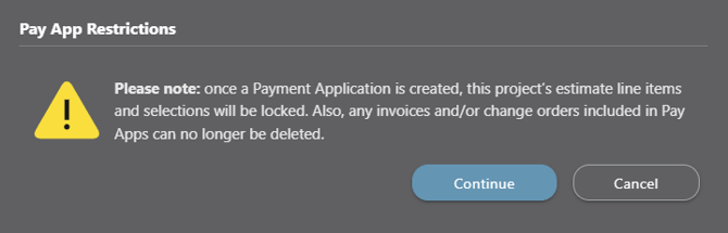 ConstructionOnline's Pay App Restrictions notice