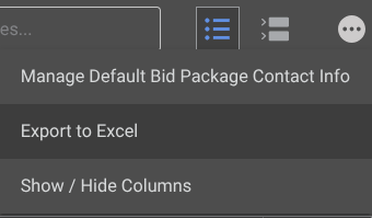 ConstructionOnline's option to export to excel