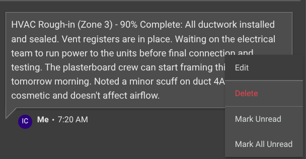 ConstructionOnline's Edit Comment option