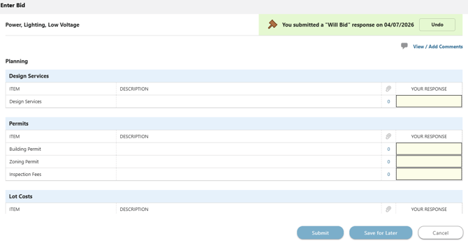 ConstructionOnline's "Enter Bid" window