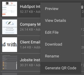 ConstructionOnline's Generate QR Code Option