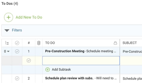 Adding a Subtask to a To Do in ConstructionOnline