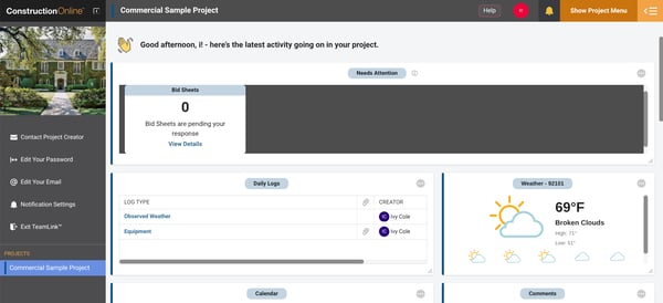 ConstructionOnline's TeamLink Portal