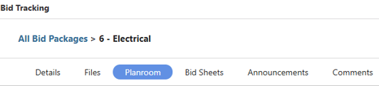 ConstructionOnline's Planroom tab for Bid Tracking 