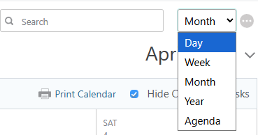 ConstructionOnline's Project Calendar View options