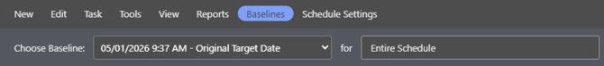 ConstructionOnline's Baseline tab within the Scheduling feature