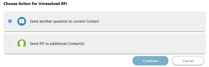 The options for reopening an RFI within ConstructionOnline