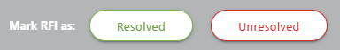 ConstructionOnline's option to mark an RFI as Resolved or Unresolved
