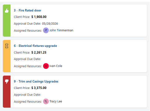 ConstructionOnline Change Order Approval Status in Card View
