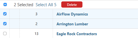 How to multi-select and delete companies in ConstructionOnline