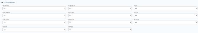 ConstructionOnline's Companies Filter options
